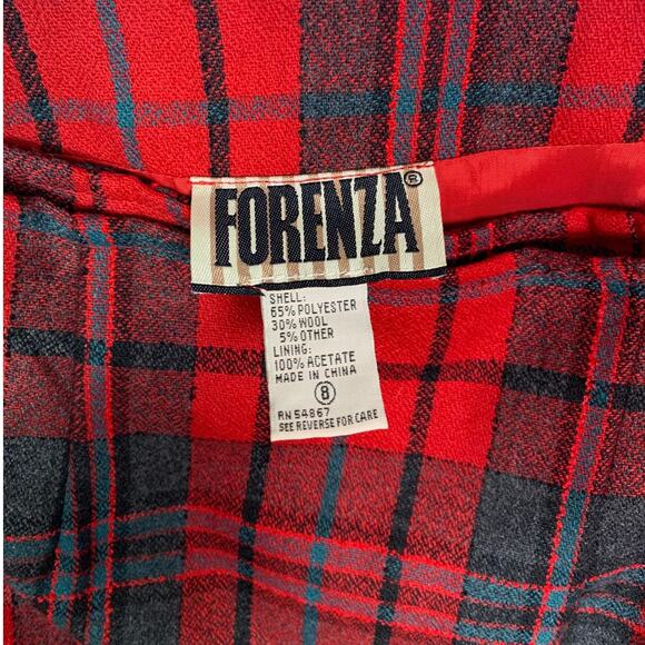 Vintage Forenza Red Blue Tartan Plaid Wrap Wool Skirt, Size 8 - Picture 4 of 7